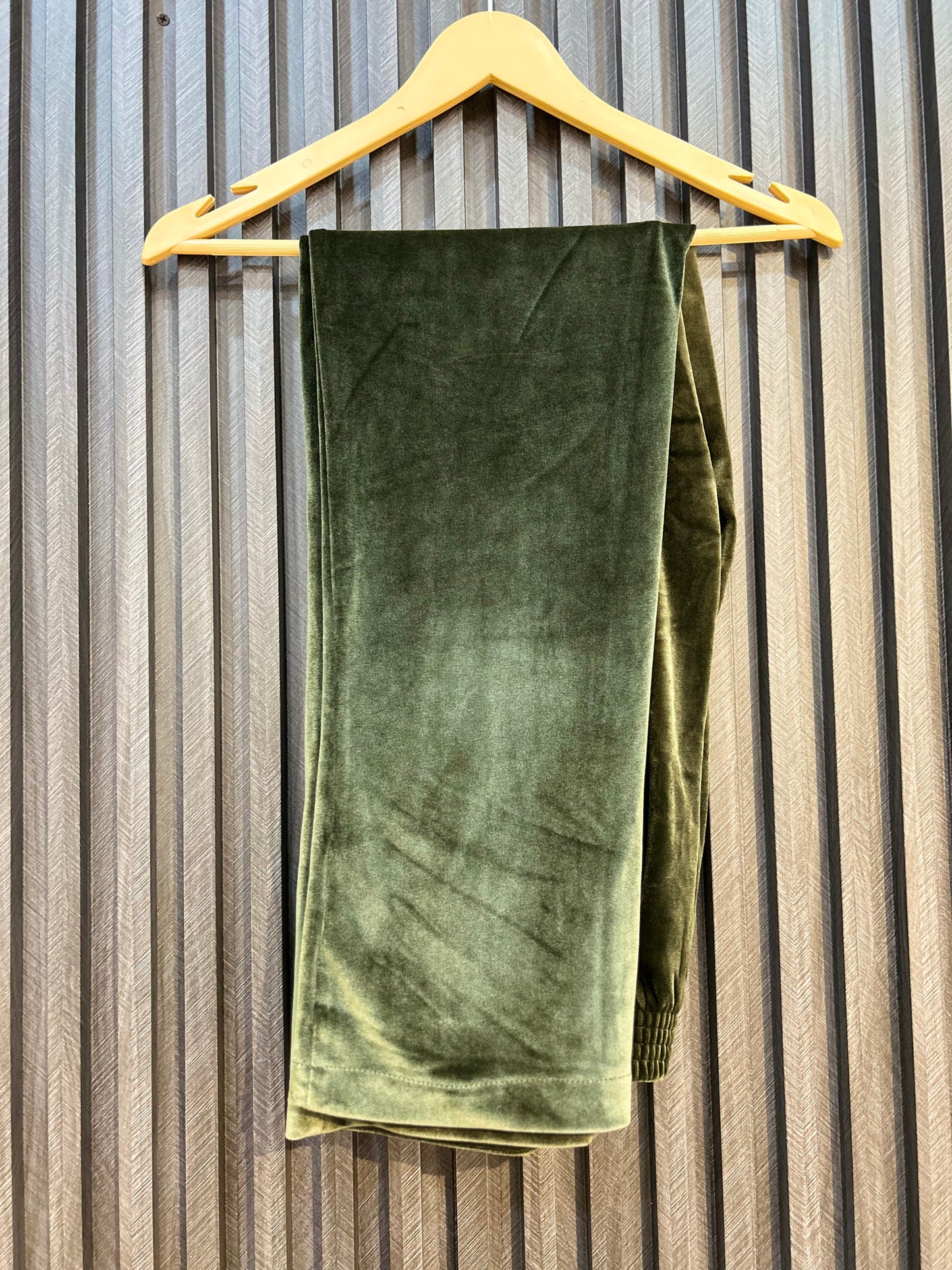 Olive Green Velvet Embroidered Suit Set