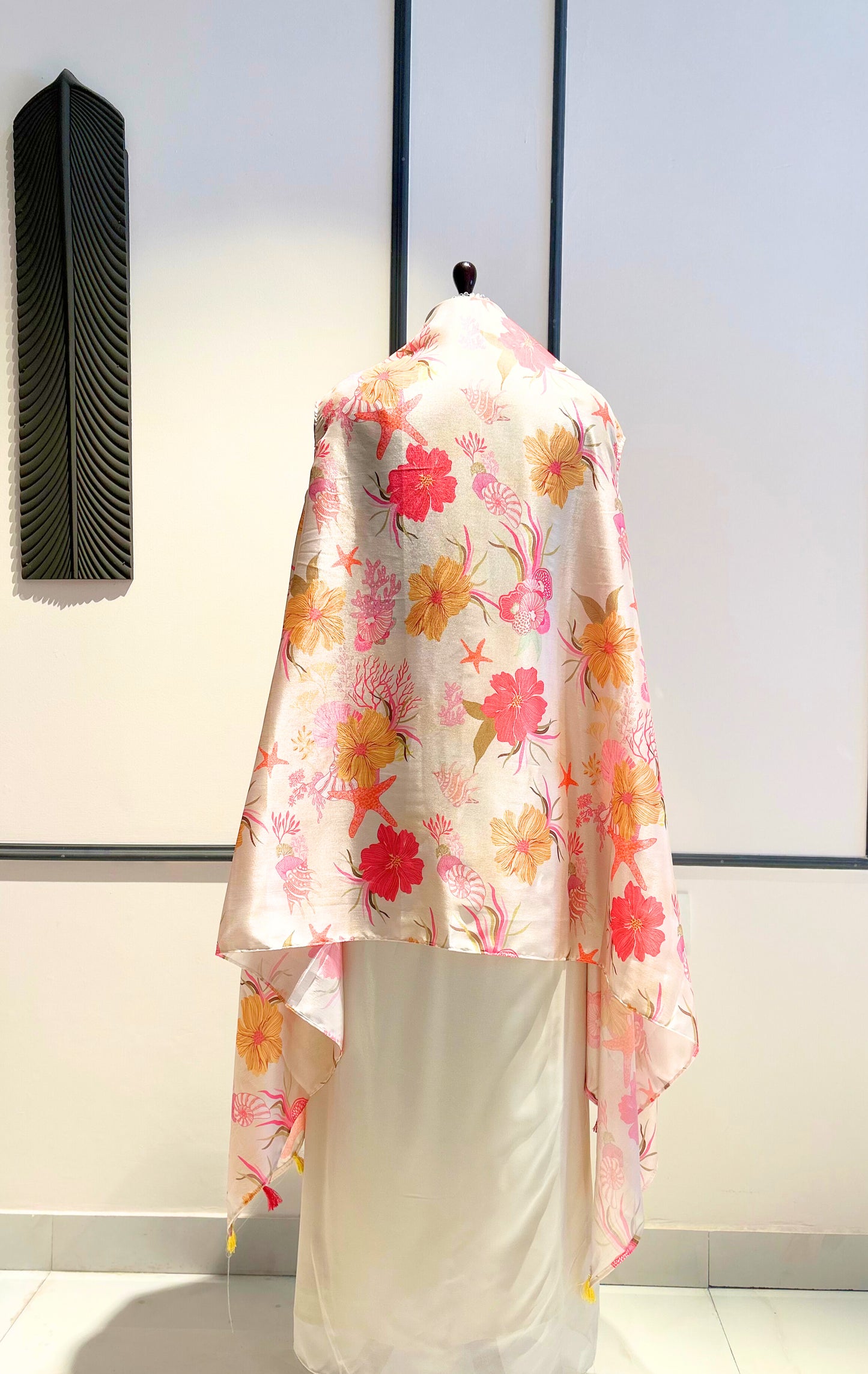 Floral Embroidered Cape & Drape Skirt Set