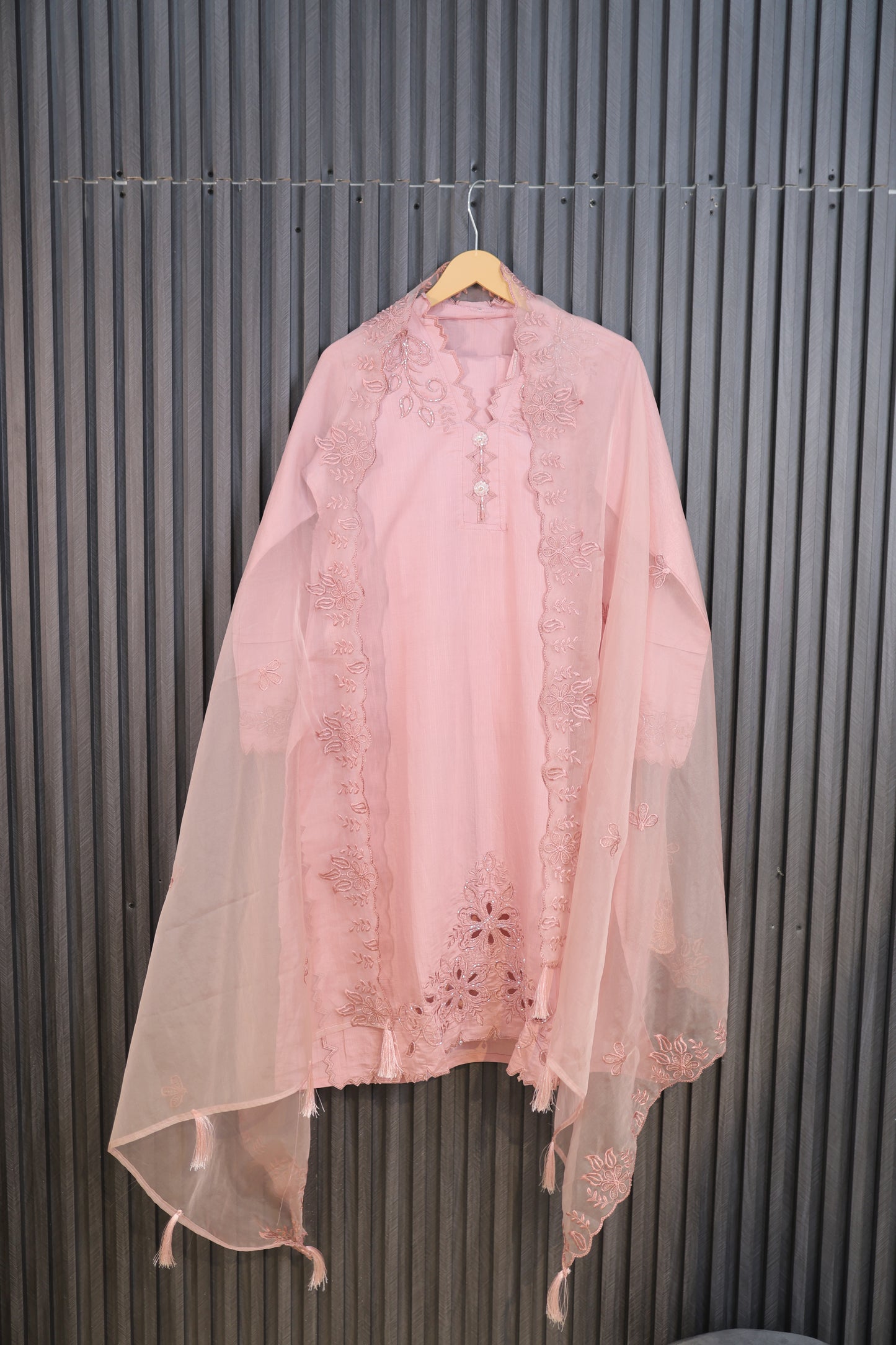 Blush Pink Chikankari Kurta Set