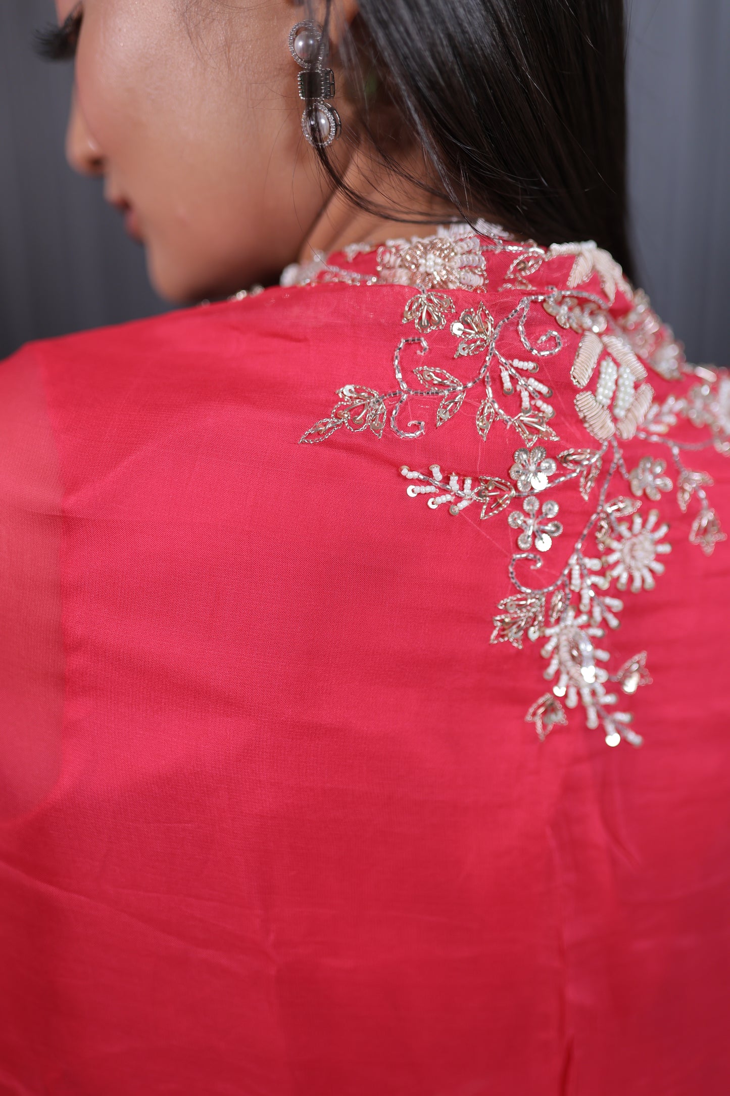 Scarlet Blossom Embroidered Lehenga Set