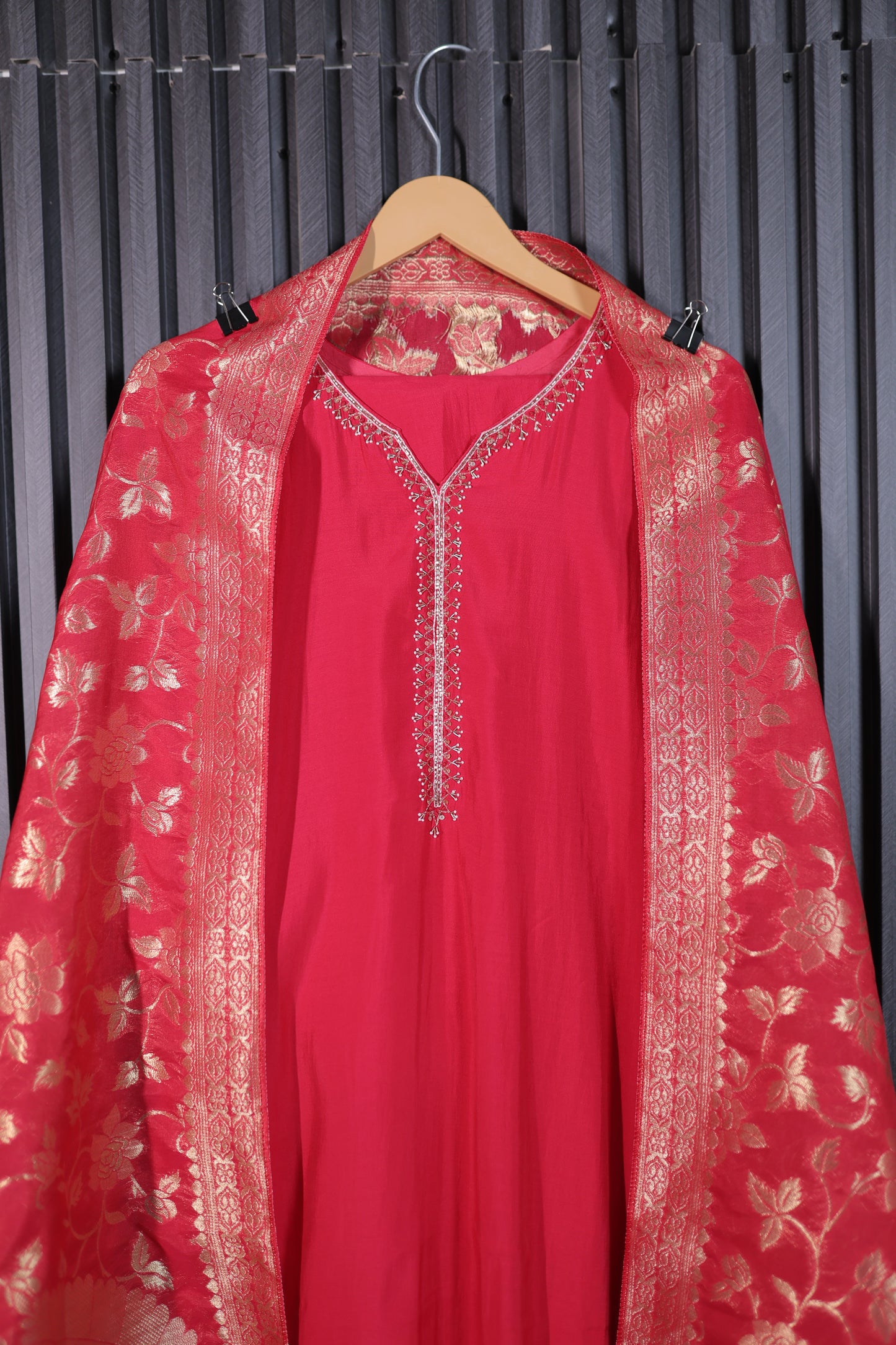 Regal Embroidered Kurta Set with Banarasi Dupatta