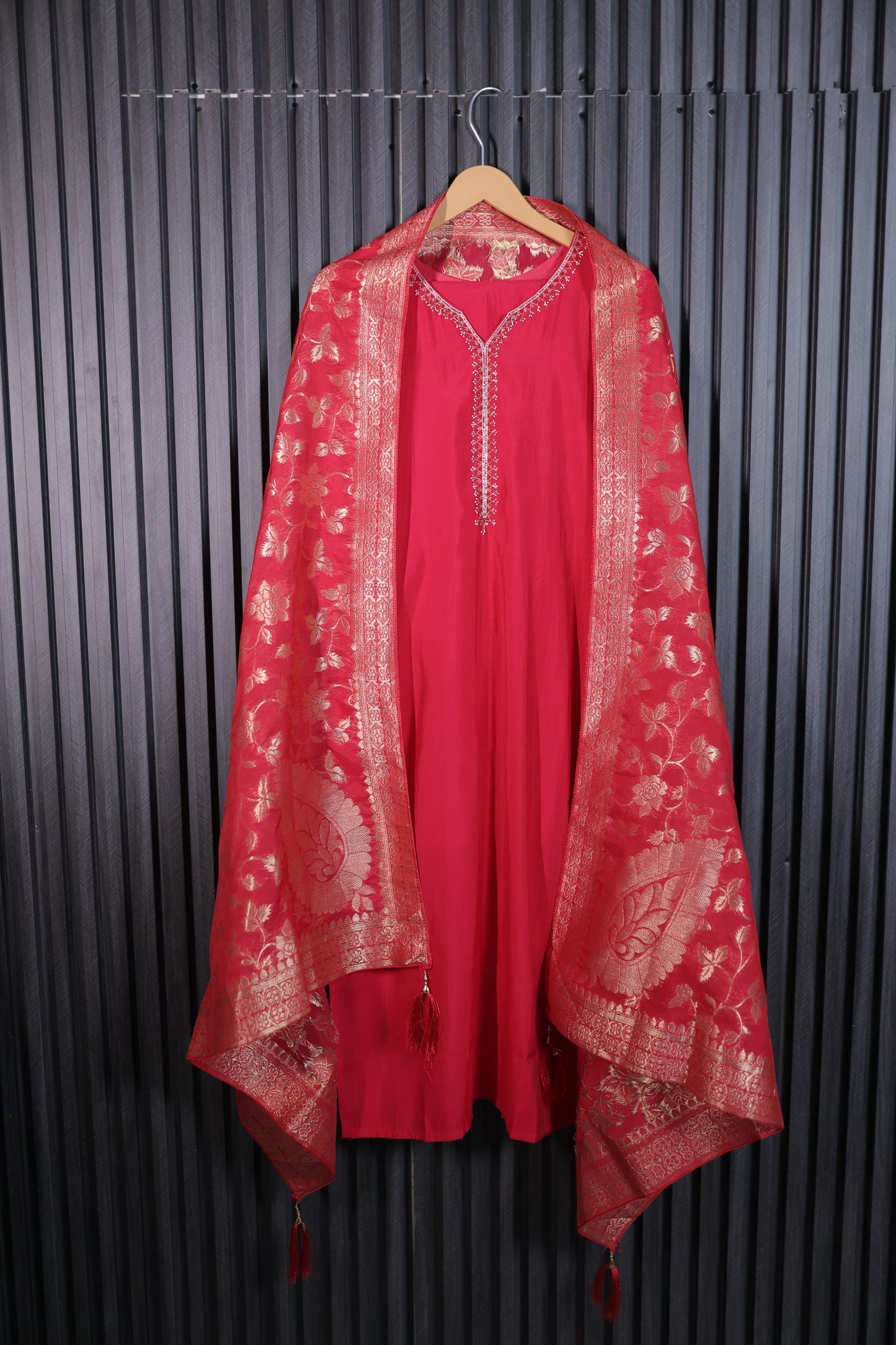Regal Embroidered Kurta Set with Banarasi Dupatta