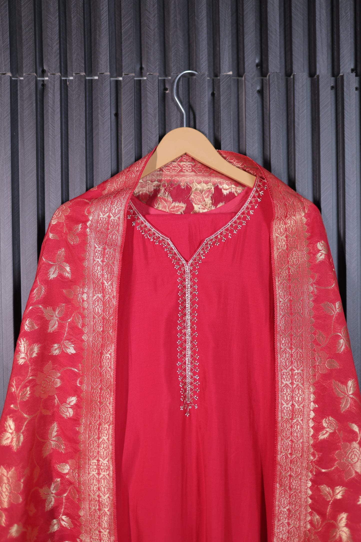 Regal Embroidered Kurta Set with Banarasi Dupatta