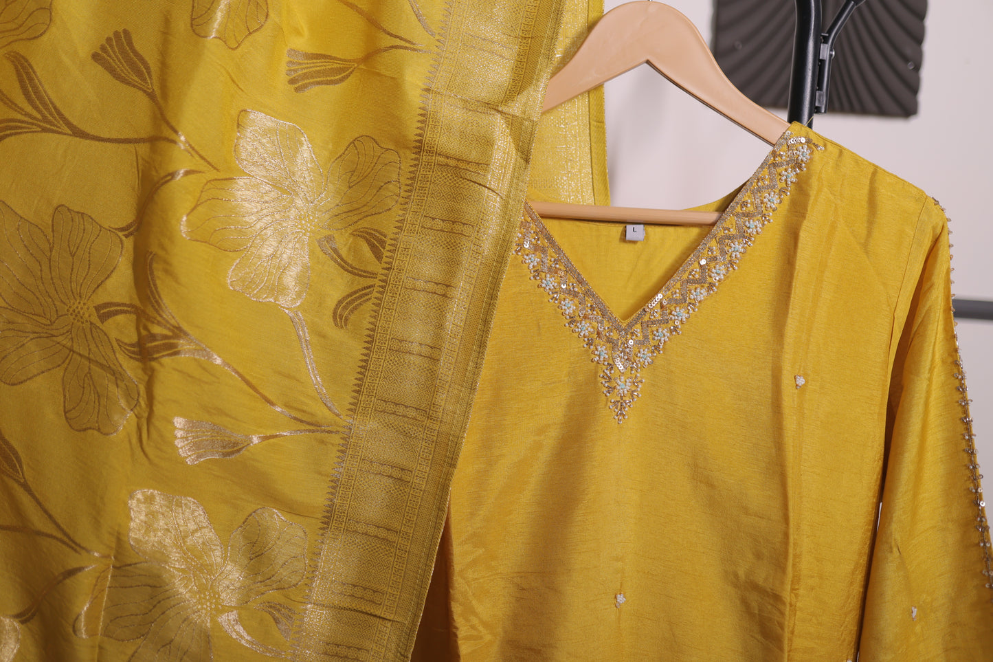 Golden Glow Embroidered Kurta Set