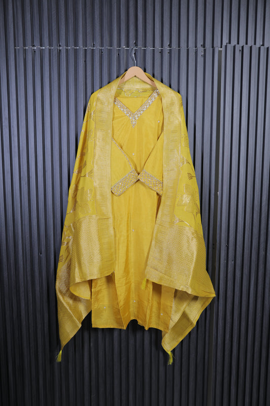 Golden Glow Embroidered Kurta Set