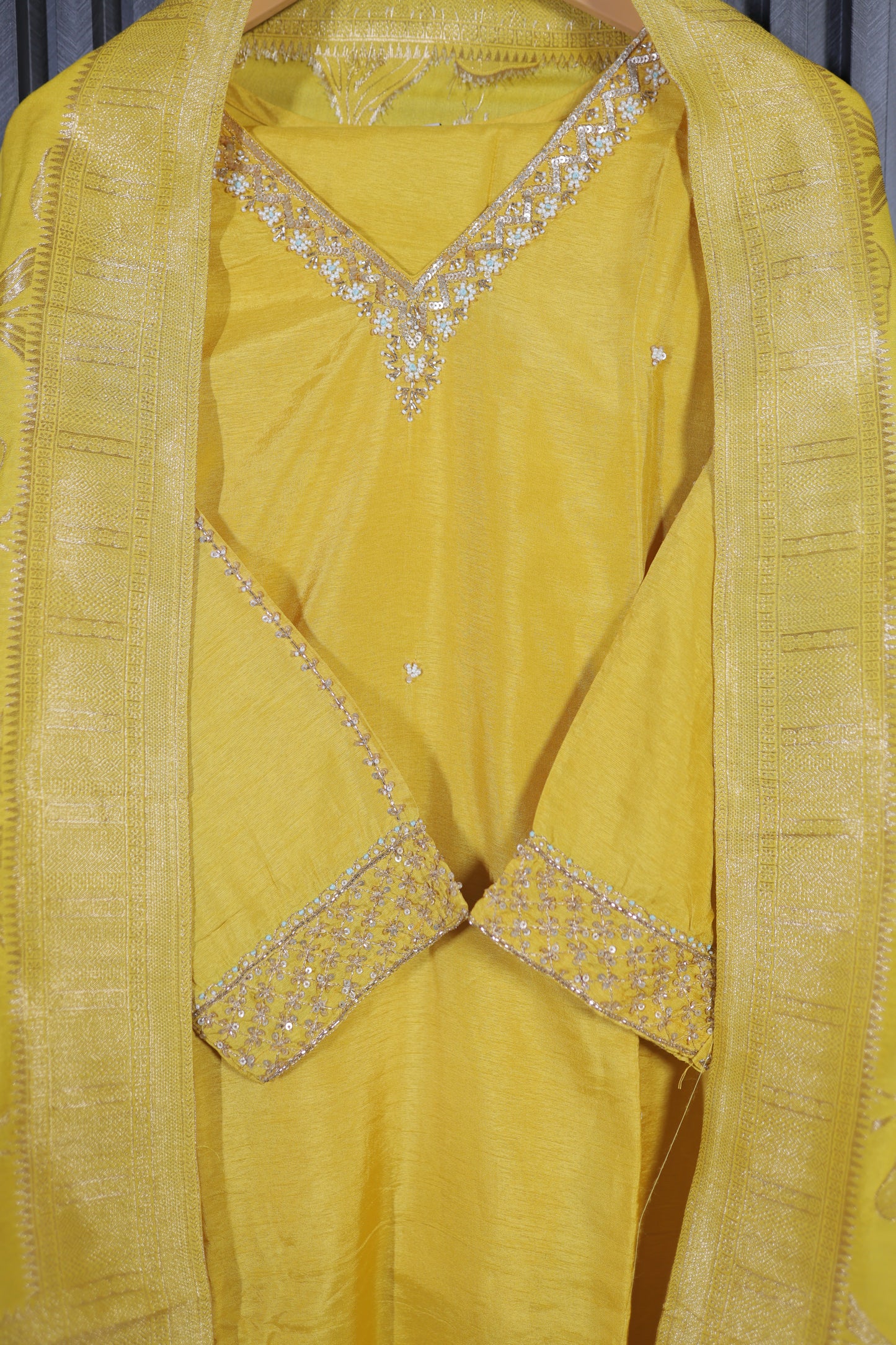 Golden Glow Embroidered Kurta Set