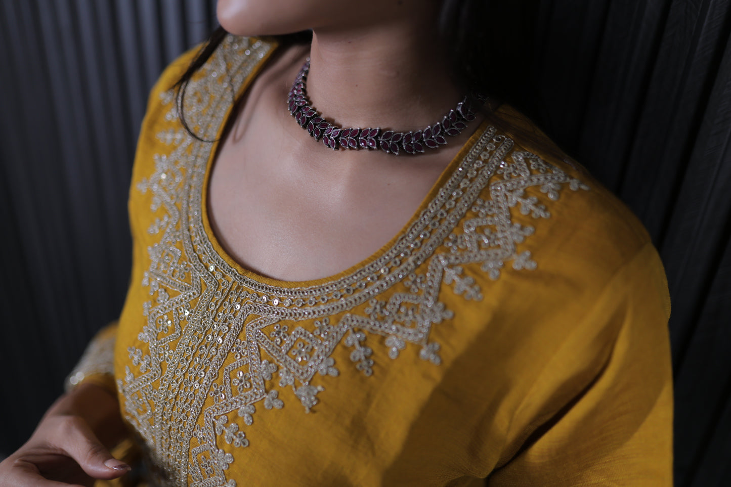 Mustard Elegance Handcrafted Kurta Set