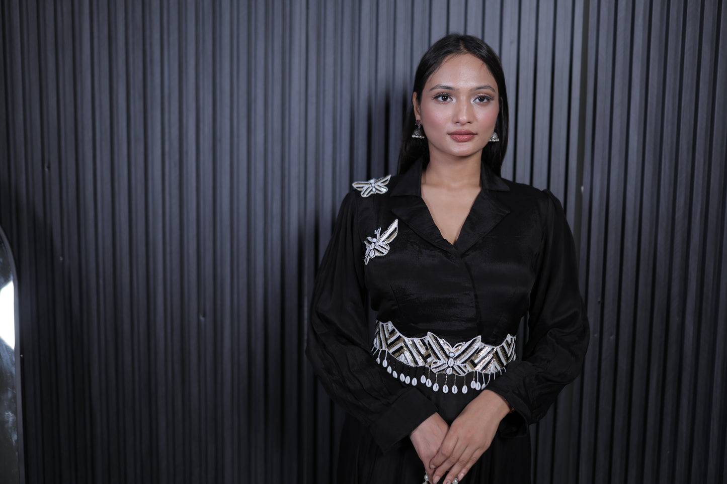 Black Luxe Embellished Cord Set