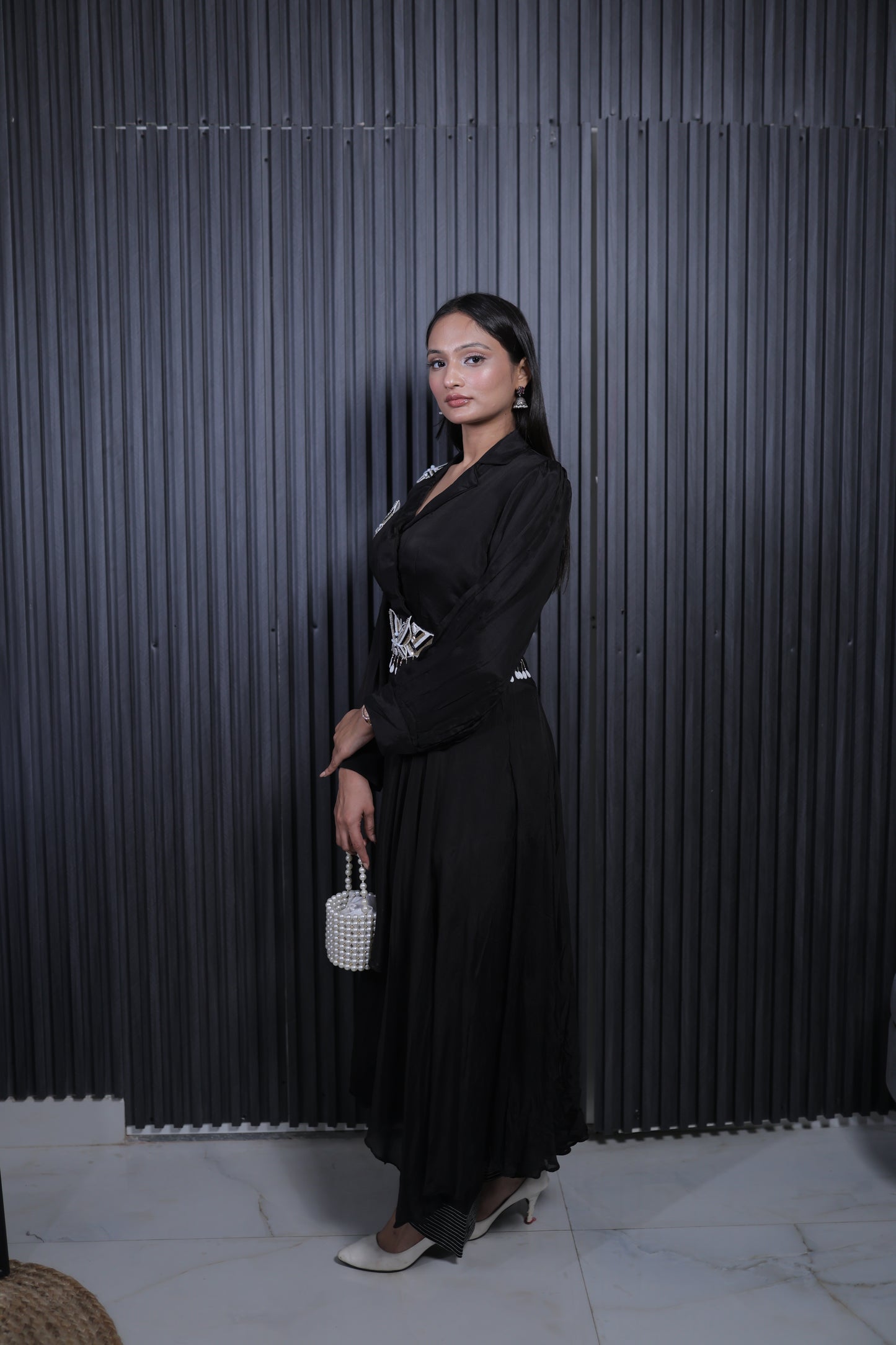 Black Luxe Embellished Cord Set