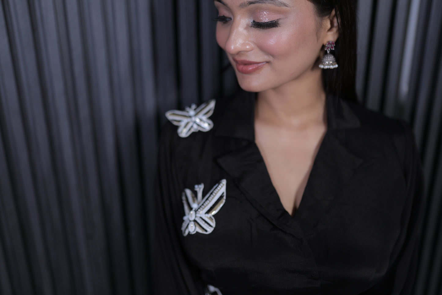 Black Luxe Embellished Cord Set