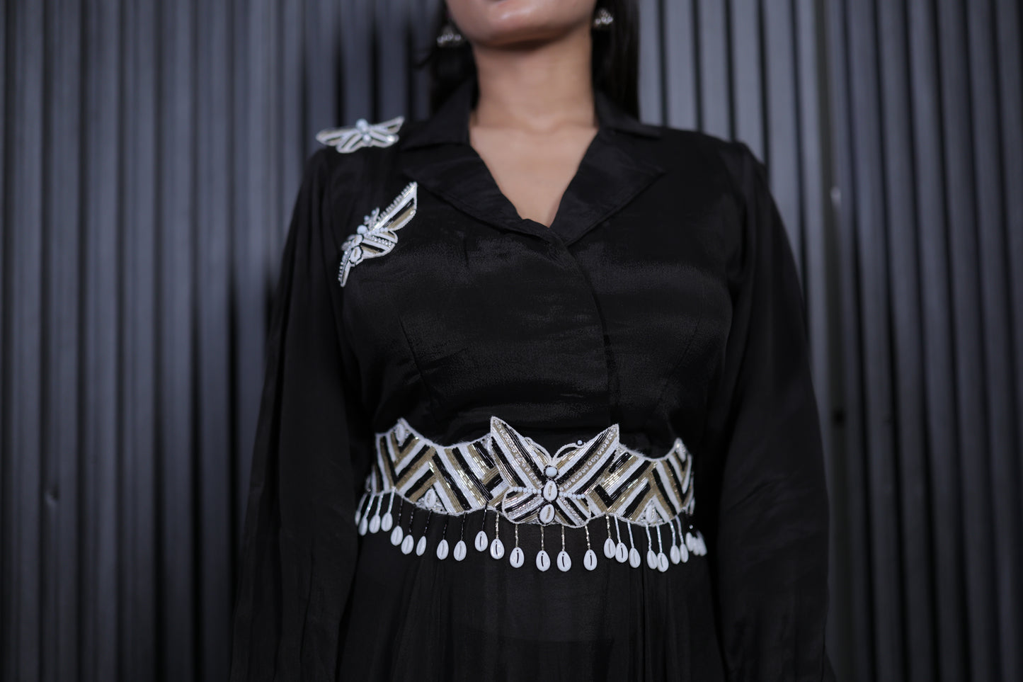 Black Luxe Embellished Cord Set