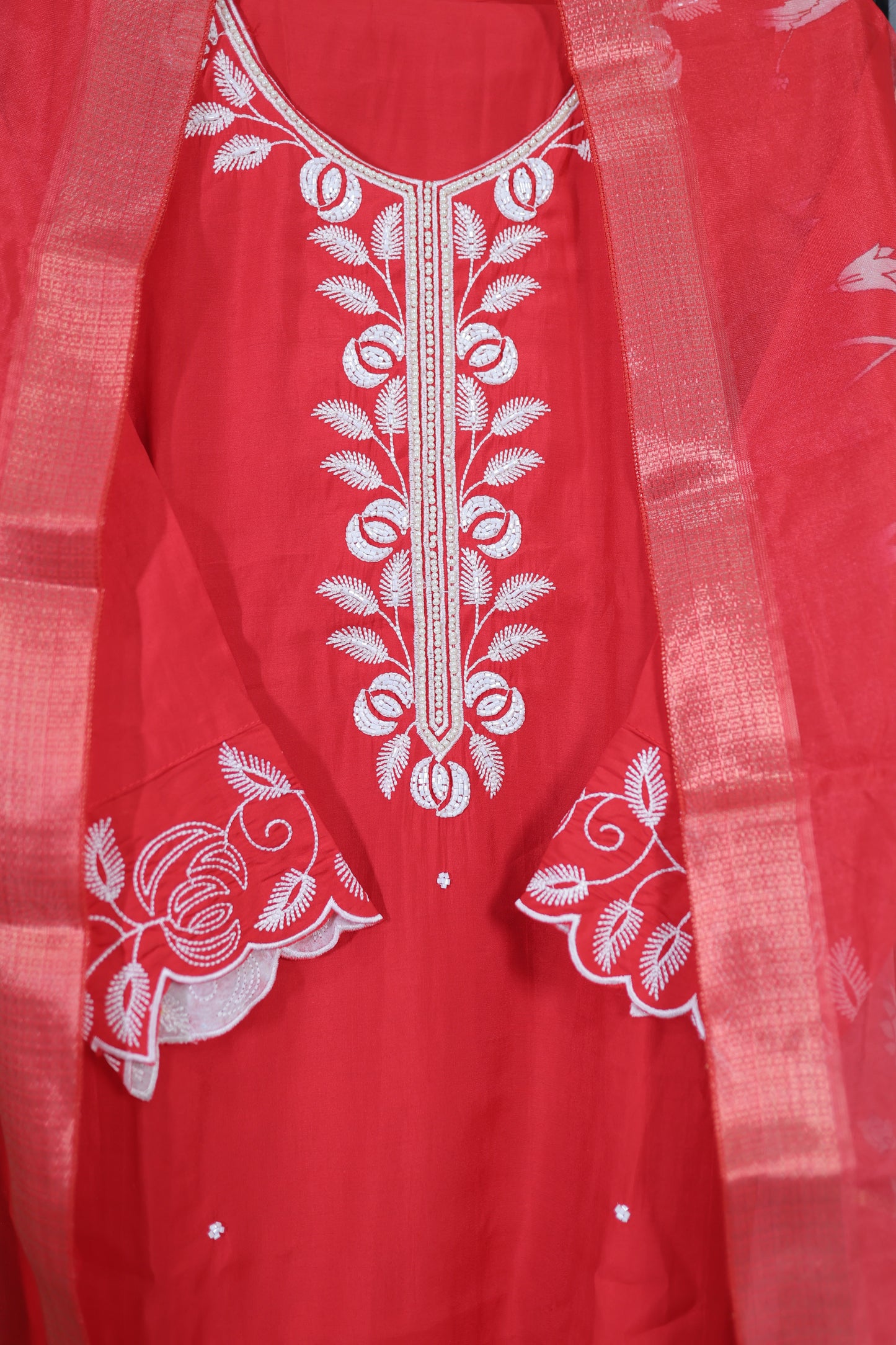 Red Elegance Embroidered Kurta Set