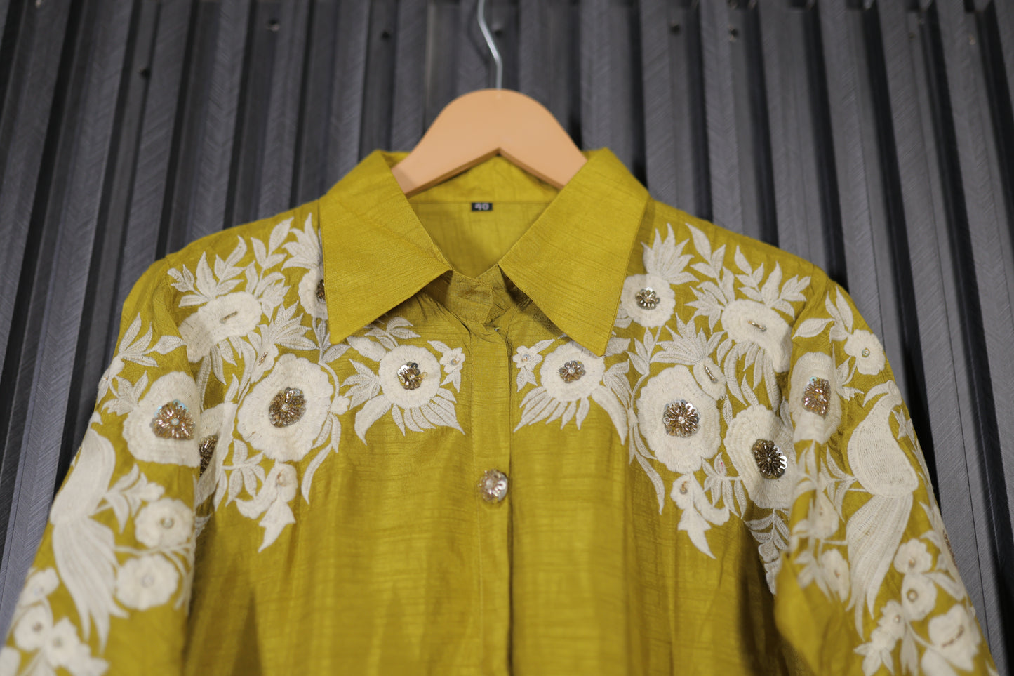 Olive Bloom Embroidered Cord Set