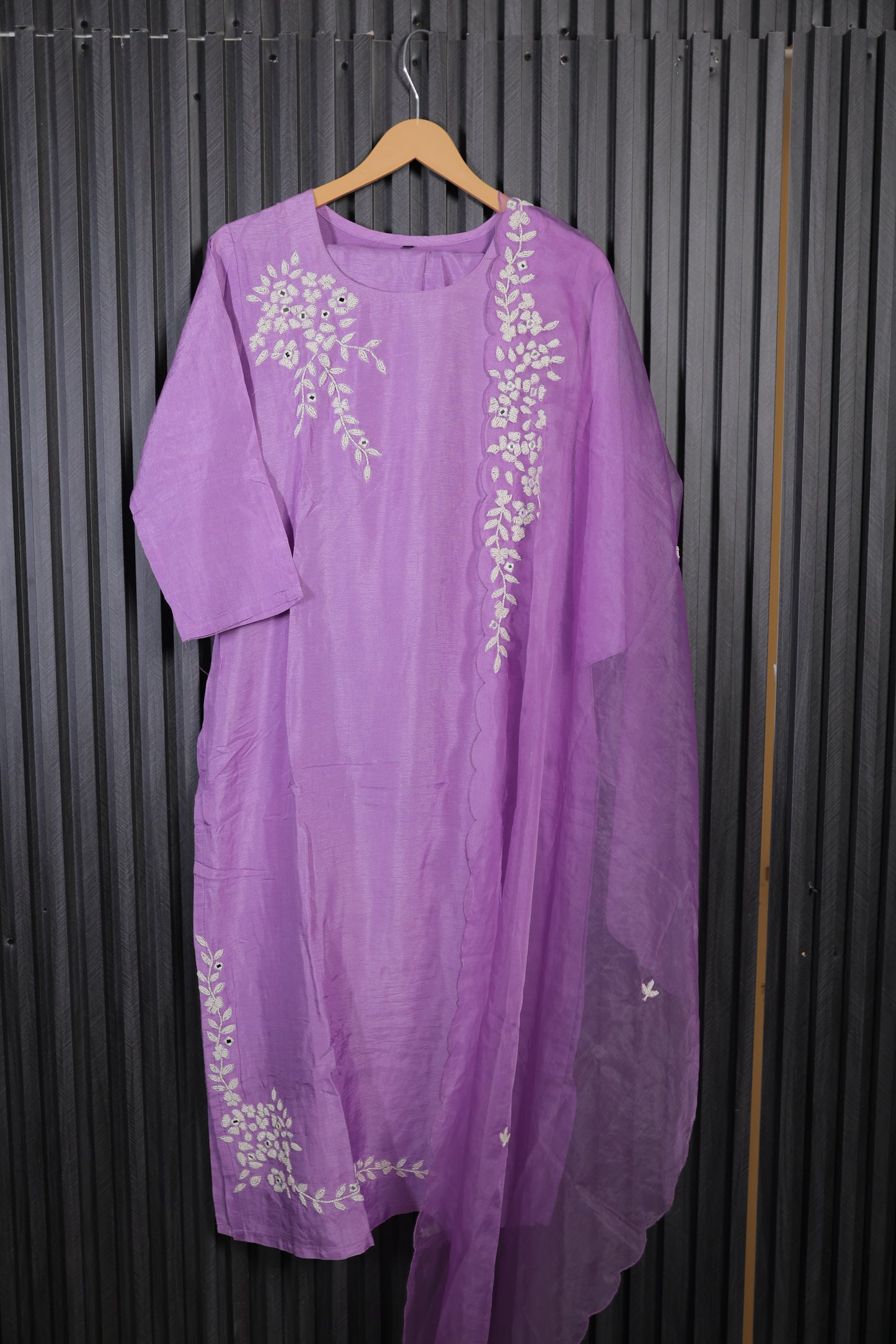 Lavender Elegance Embroidered Suit Set