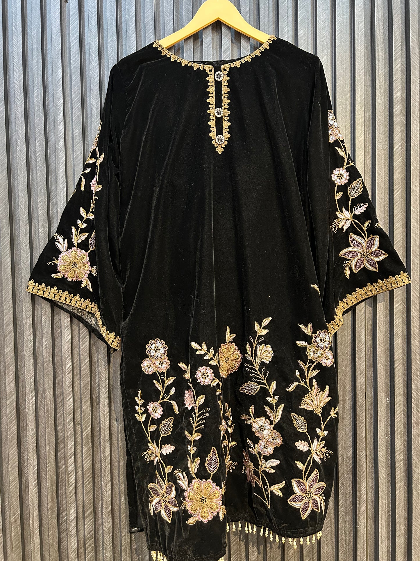 Black Velvet Embroidered Co-ord Set