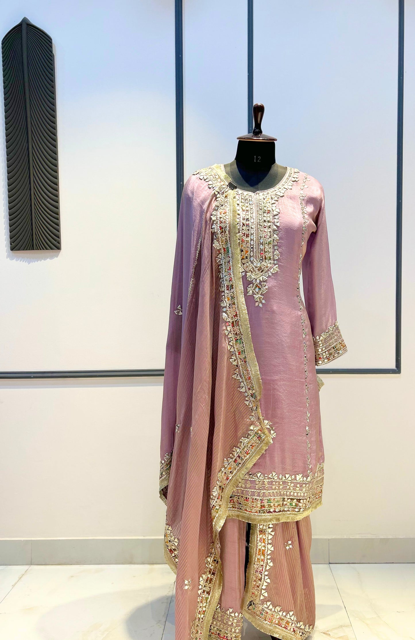 Mauve Embroidered Kurta & Sharara Set