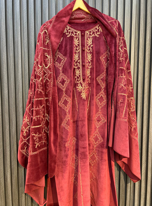 Elegant Velvet Embroidered Suit