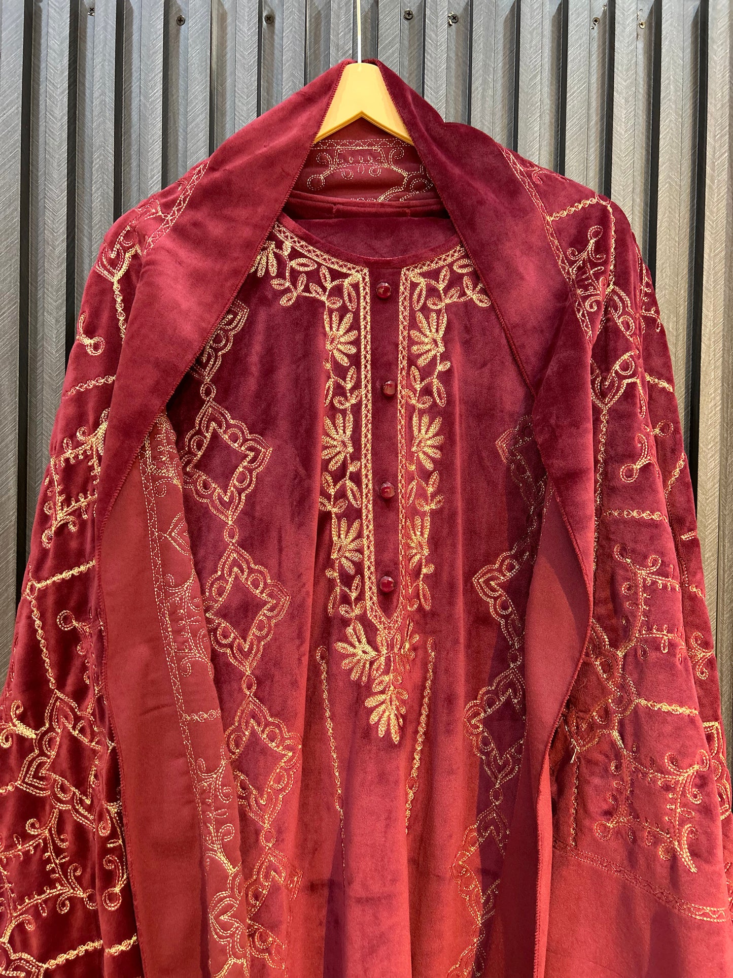 Elegant Velvet Embroidered Suit