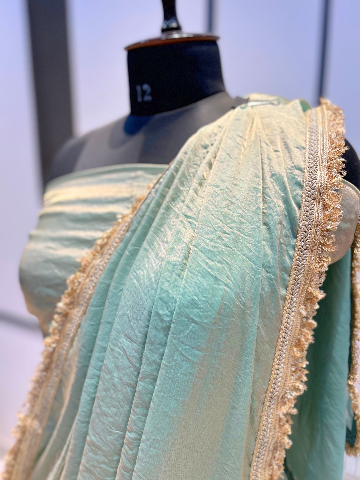 Elegant Pastel Green Drape Saree