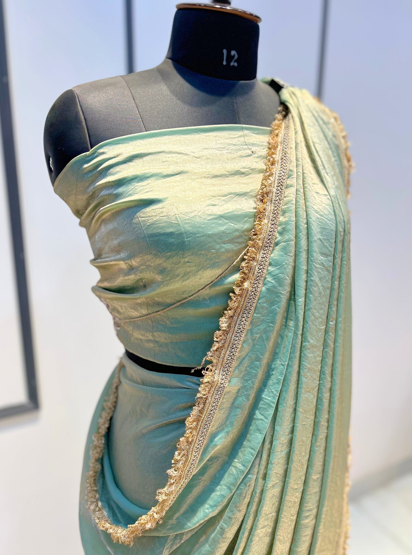 Elegant Pastel Green Drape Saree